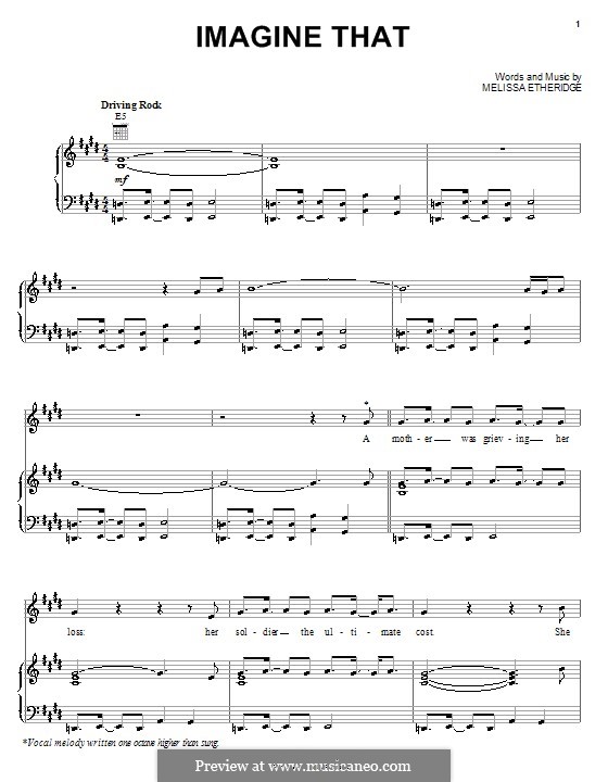 Imagine That: Para vocais e piano (ou Guitarra) by Melissa Etheridge