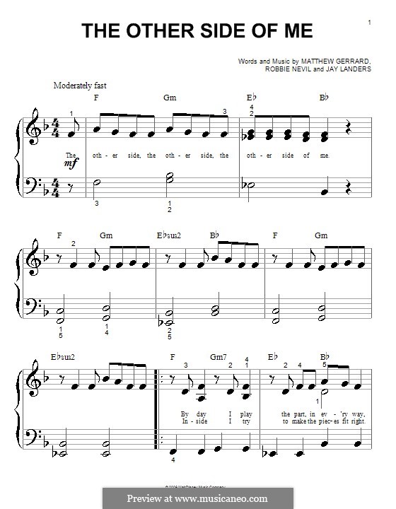 The Other Side of Me (Hannah Montana): para piano (versão facil) by Jay Landers, Matthew Gerrard, Robbie Nevil
