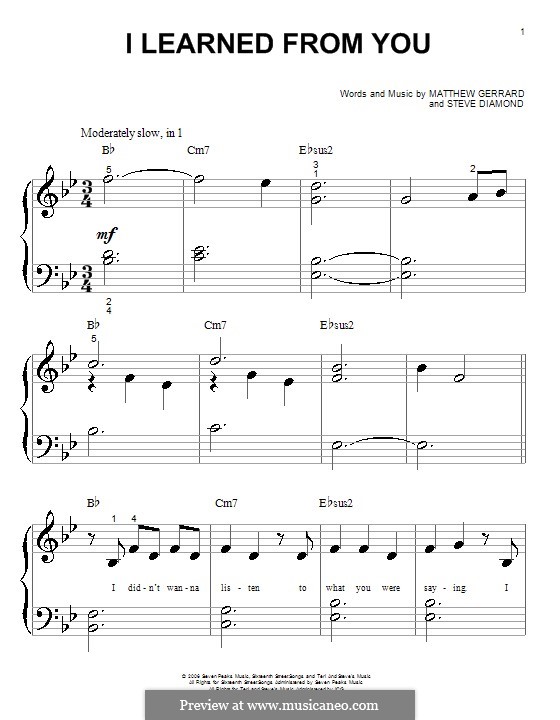 I Learned from You (Miley Cyrus): para piano (versão facil) by Matthew Gerrard, Steven Diamond