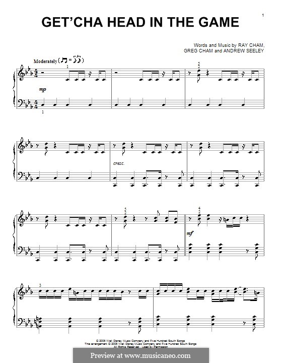 Get'cha Head in the Game (High School Musical): Para Piano by Andrew Seeley, Greg Cham, Ray Cham