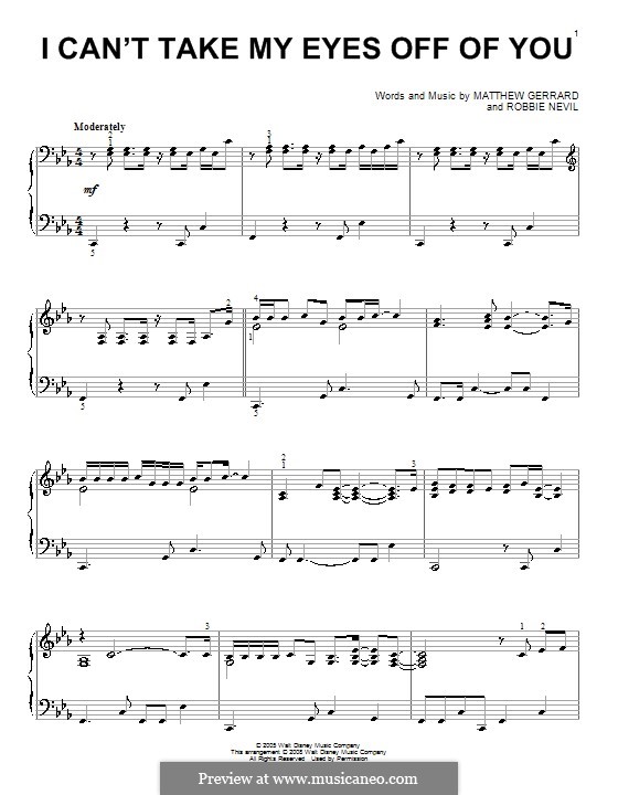 I Can't Take My Eyes Off of You (from High School Musical): Para Piano by Matthew Gerrard, Robbie Nevil