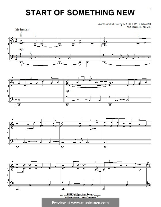 Start of Something New (from High School Musical): Para Piano by Matthew Gerrard, Robbie Nevil