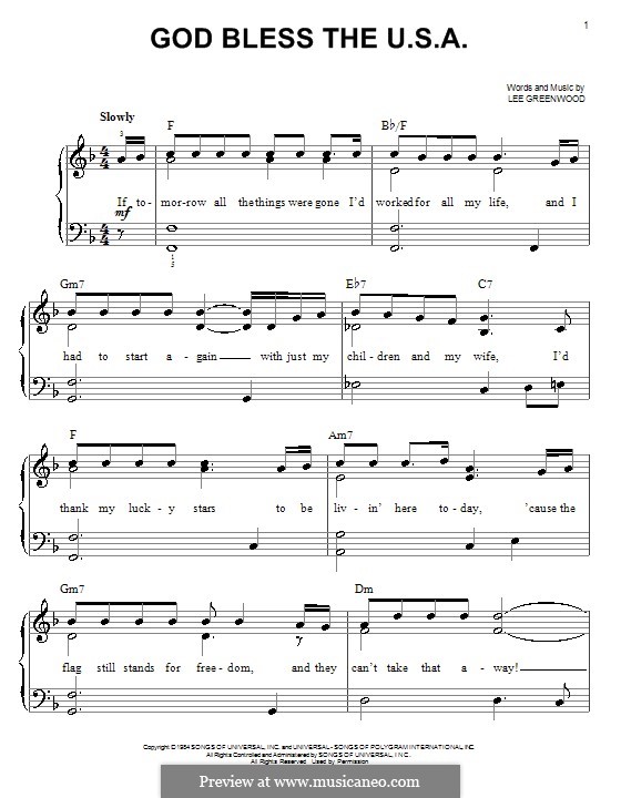 God Bless the U.S.A.: Facil para o piano by Lee Greenwood