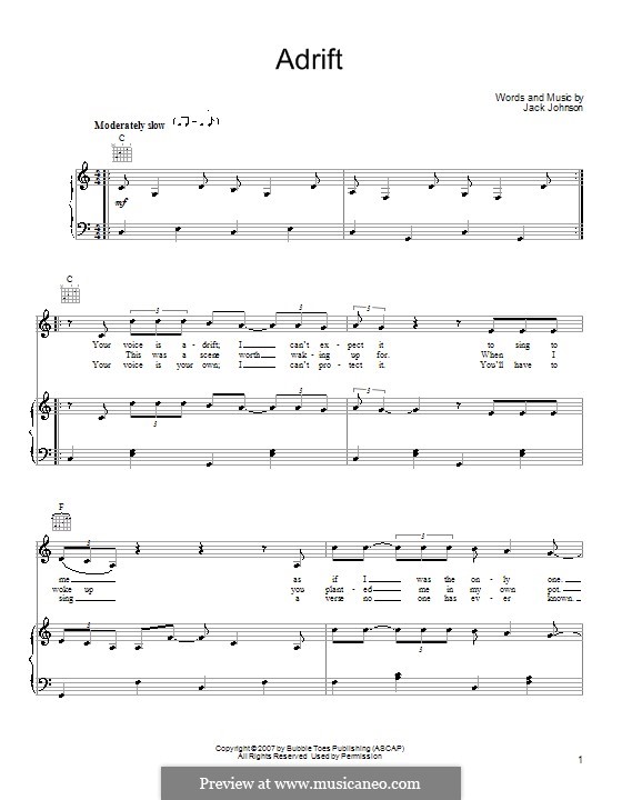 Adrift: Para vocais e piano (ou Guitarra) by Jack Johnson