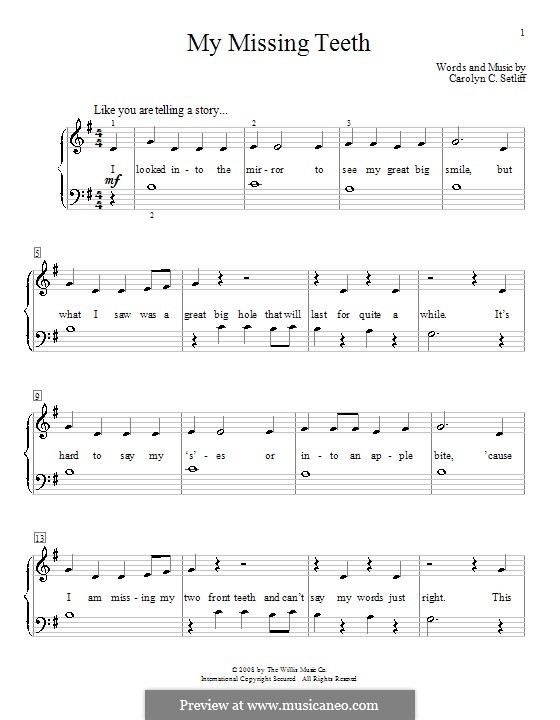My Missing Teeth: Para Piano by Carolyn C. Setliff