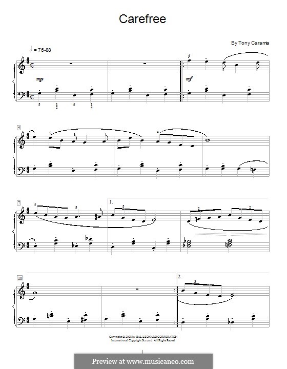 Carefree: Para Piano by Tony Caramia