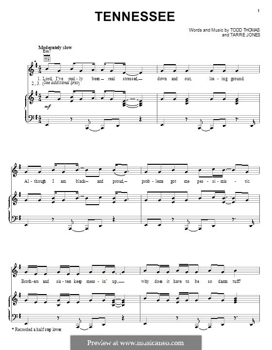 Tennessee (Arrested Development): Para vocais e piano (ou Guitarra) by Tarre Jones, Todd Thomas