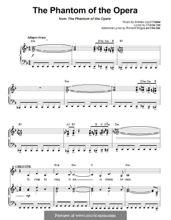 The Phantom of the Opera: Para vocais e piano (ou Guitarra) by Andrew Lloyd Webber