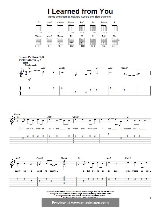 I Learned from You (Miley Cyrus): Para guitarra (versão facil) by Matthew Gerrard, Steven Diamond