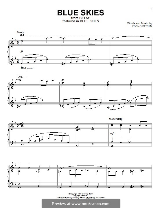 Blue Skies: Para Piano by Irving Berlin