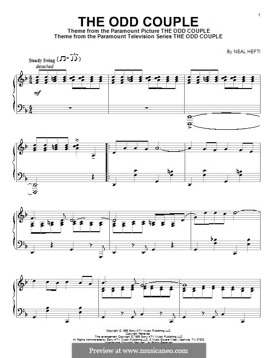 Theme from The Odd Couple: Para Piano by Neal Hefti