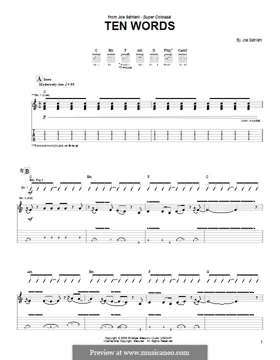 Ten Words: Para guitarra com guia by Joe Satriani