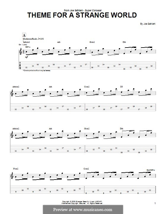Theme for a Strange World: Para guitarra com guia by Joe Satriani