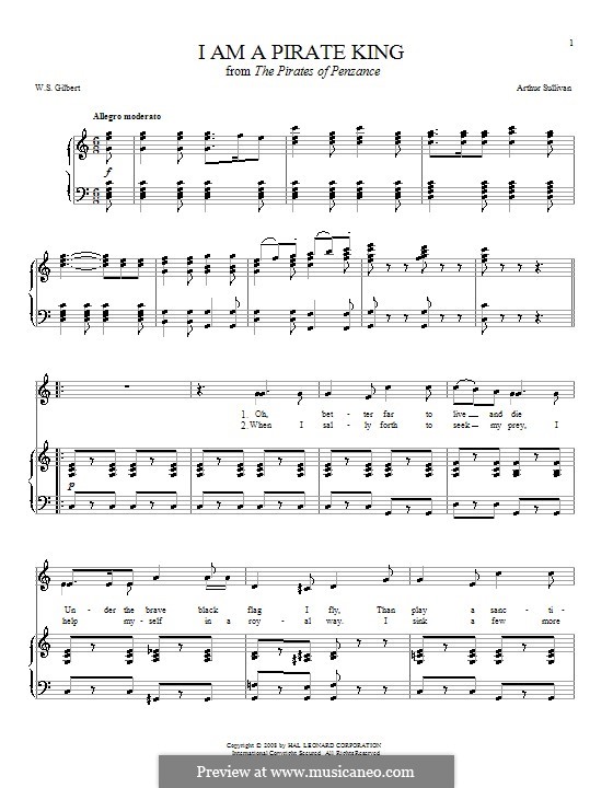 I am a Pirate King: Para vocais e piano (ou Guitarra) by Arthur Seymour Sullivan