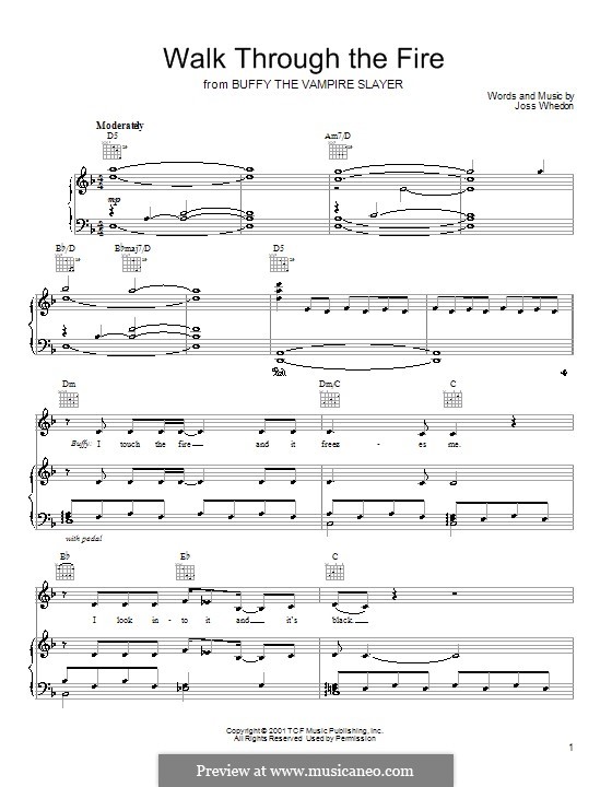 Walk Through the Fire (from Buffy the Vampire Slayer): Para vocais e piano (ou Guitarra) by Joss Whedon