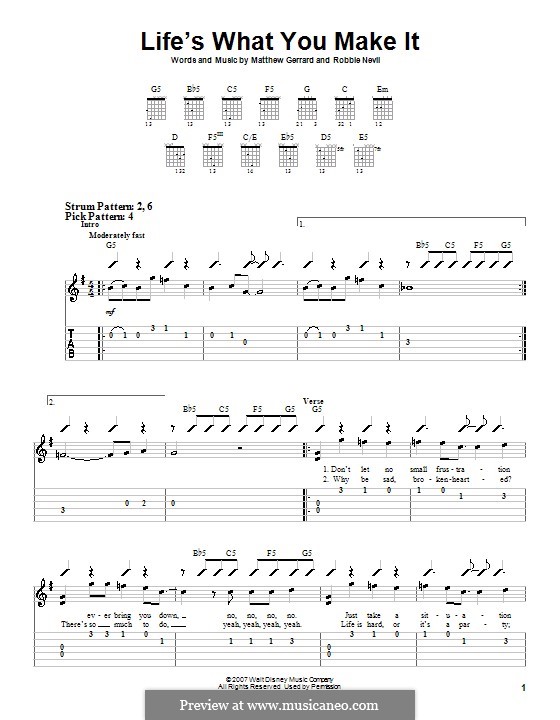 Life's What You Make It (Hannah Montana): Para guitarra (versão facil) by Matthew Gerrard, Robbie Nevil