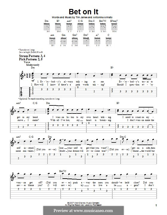 Bet on It (High School Musical 2): Para guitarra (versão facil) by Antonina Armato, Timothy James