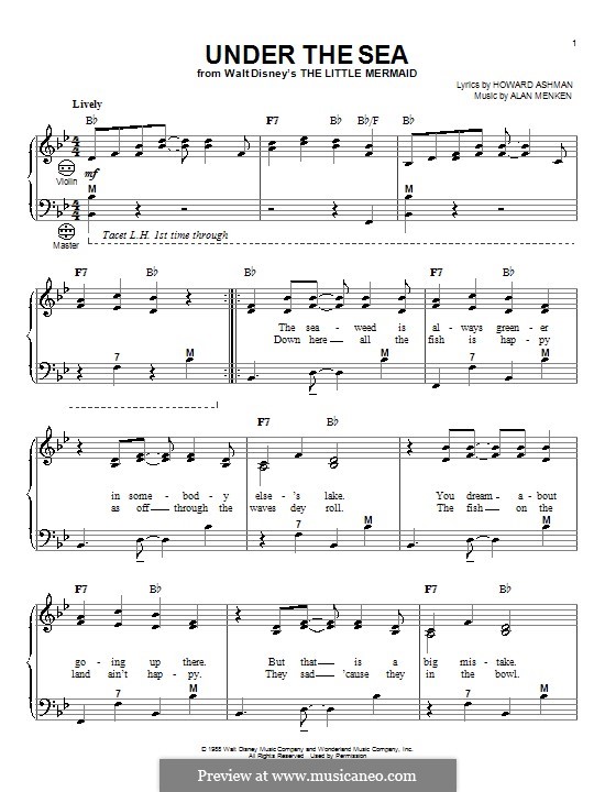 Under the Sea (from The Little Mermaid): para acordeão by Alan Menken