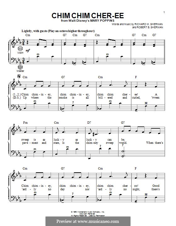 Chim Chim Cher-ee (from Mary Poppins): para acordeão by Richard M. Sherman, Robert B. Sherman