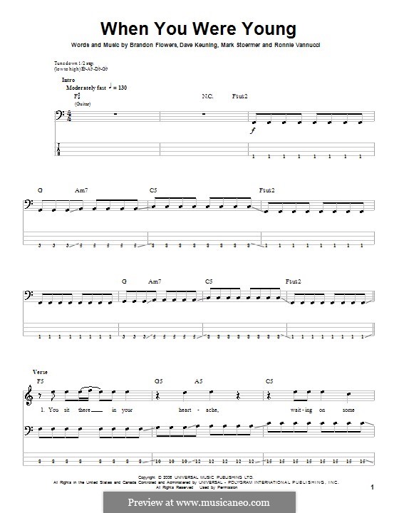 When You Were Young (The Killers): para baixo com guia by Brandon Flowers, Dave Keuning, Mark Stoermer, Ronnie Vannucci