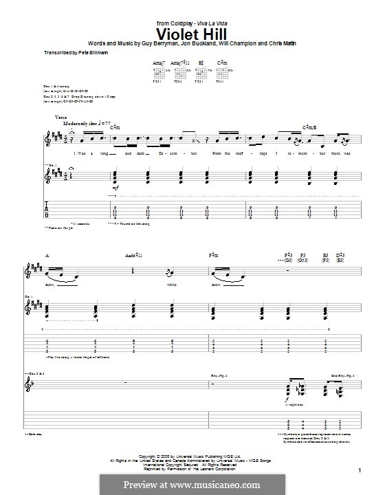 Violet Hill (Coldplay): Para guitarra com guia by Chris Martin, Guy Berryman, Jonny Buckland, Will Champion