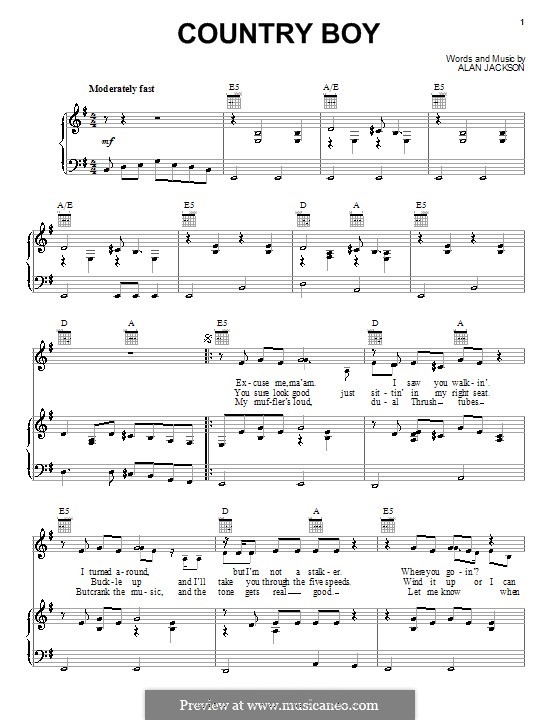 Country Boy: Para vocais e piano (ou Guitarra) by Alan Jackson
