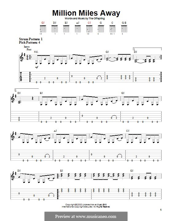 Million Miles Away: Para guitarra (versão facil) by The Offspring