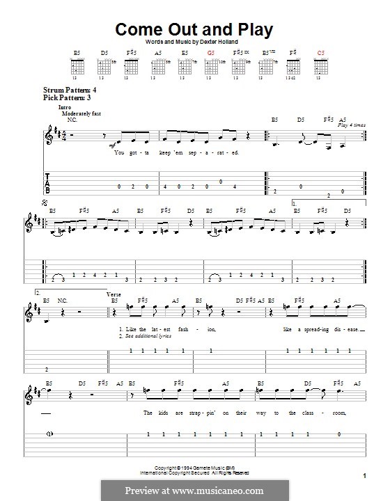 Come Out and Play (The Offspring): Para guitarra (versão facil) by Dexter Holland