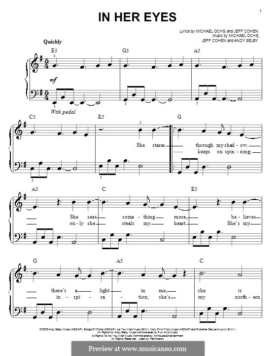 In Her Eyes (Josh Groban): Facil para o piano by Andy Selby, Jeff Cohen, Michael Ochs