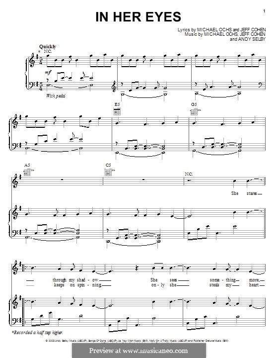 In Her Eyes (Josh Groban): Para vocais e piano (ou Guitarra) by Andy Selby, Jeff Cohen, Michael Ochs