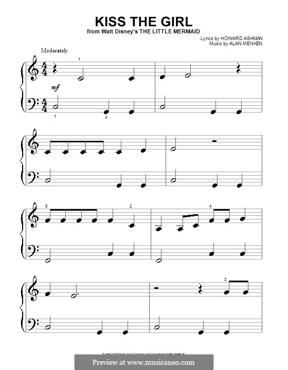 Kiss the Girl (from The Little Mermaid): para piano (versão facil) by Alan Menken