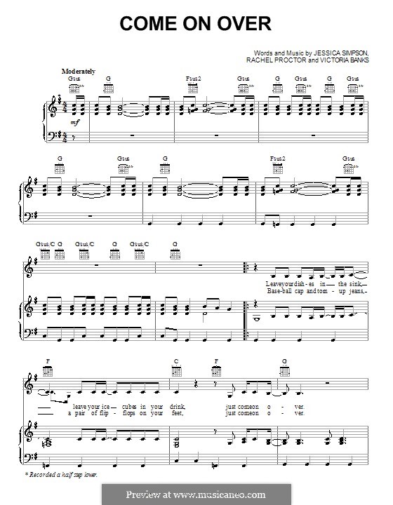 Come on Over (Jessica Simpson): Para vocais e piano (ou Guitarra) by Rachel Proctor, Victoria Banks