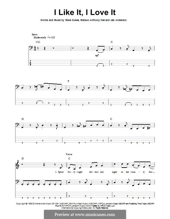I Like It, I Love It (Tim McGraw): para baixo com guia by Jeb Anderson, Markus Anthony Hall, Steve Dukes