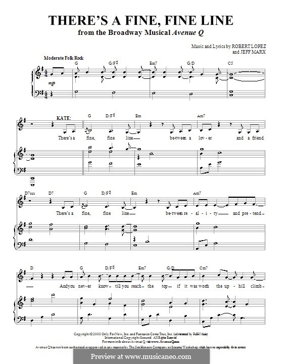 There's a Fine, Fine Line (Avenue Q) por J. Marx, R. Lopez em músicaNeo