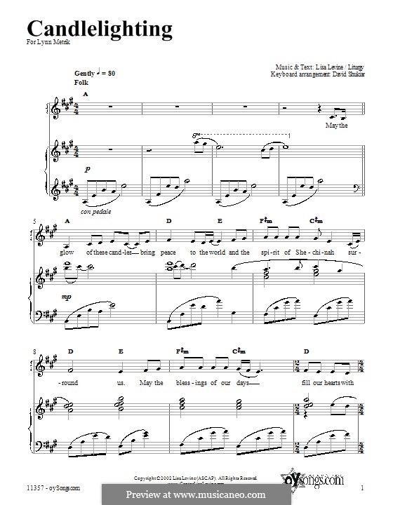 Candlelighting: Para vocais e piano (ou Guitarra) by Lisa Levine