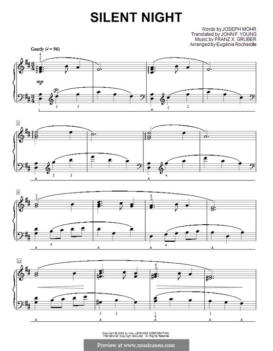 Piano version: em D maior by Franz Xaver Gruber