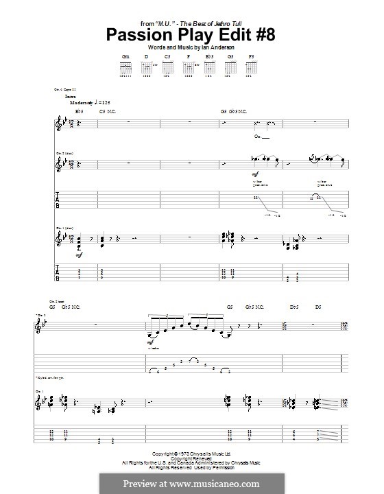 Passion Play Edit No.8 (Jethro Tull): Para guitarra com guia by Ian Anderson