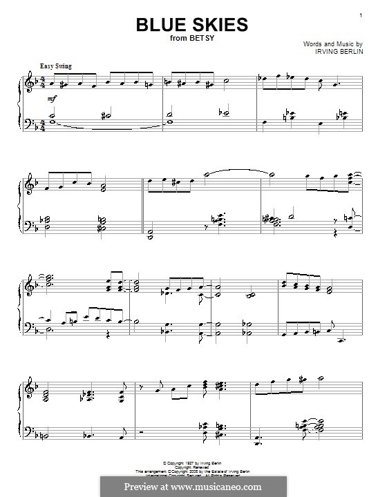 Blue Skies: para piano (F maior) by Irving Berlin
