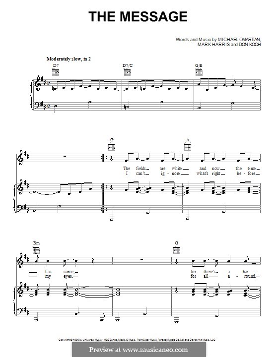 The Message (4Him): Para vocais e piano (ou Guitarra) by Don Koch, Mark R. Harris, Michael Omartian