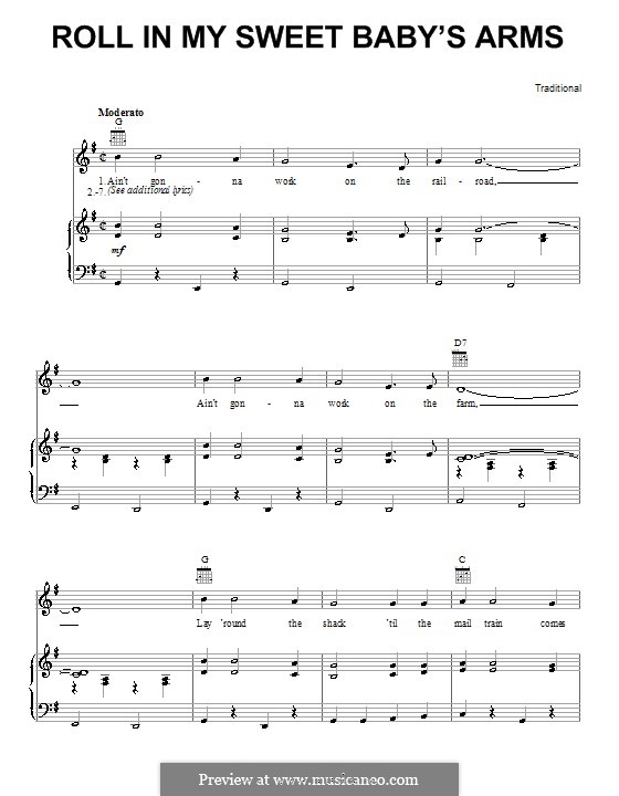 Roll in My Sweet Baby's Arms: Para vocais e piano (ou Guitarra) by folklore