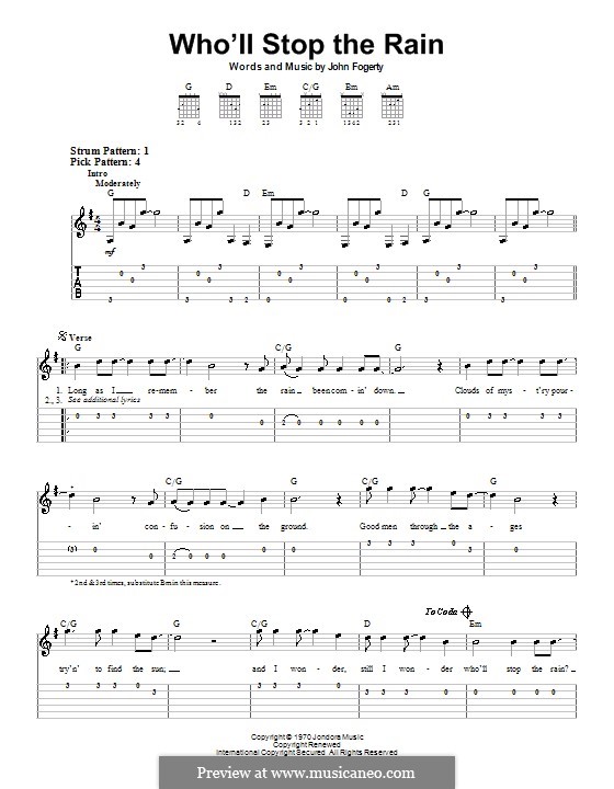 Who'll Stop the Rain (Creedence Clearwater Revival): Para guitarra (versão facil) by John C. Fogerty