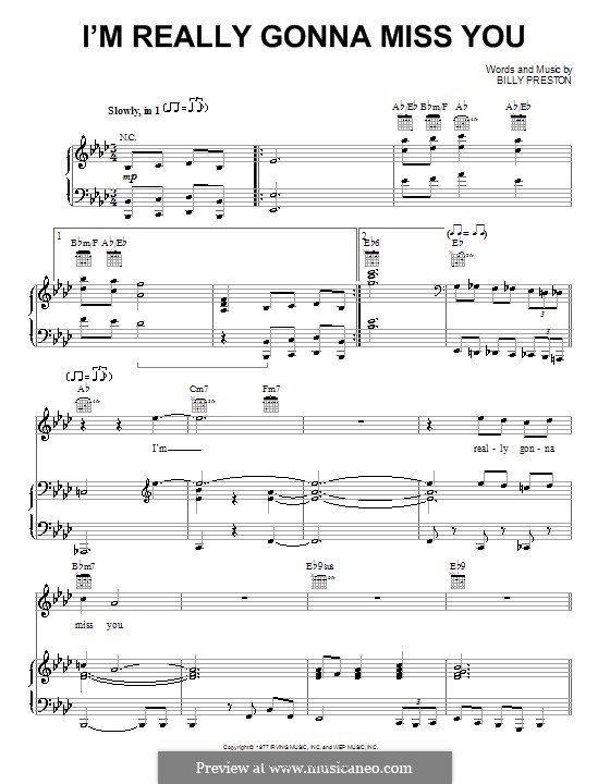I'm Really Gonna Miss You: Para vocais e piano (ou Guitarra) by Billy Preston