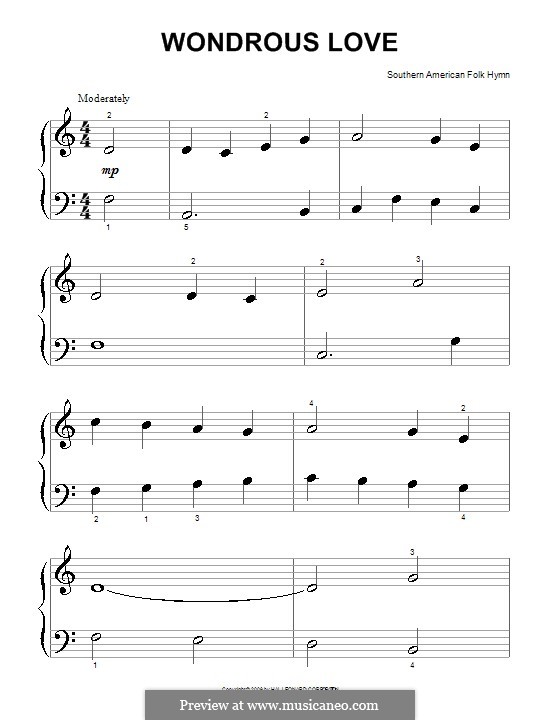 Wondrous Love: para piano (versão facil) by folklore