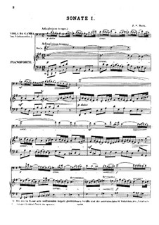 Sonata for Viola da Gamba and Harpsichord No.1 in G Major, BWV 1027: Arrangement for viola da gamba (or cello) and piano by Johann Sebastian Bach