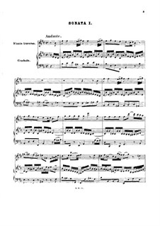 Sonata for Flute and Harpsichord No.1 in B Minor, BWV 1030: Partitura completa by Johann Sebastian Bach