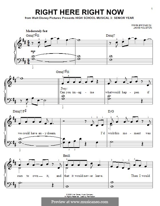 Right Here Right Now (High School Musical 3): Facil para o piano by Jamie Houston