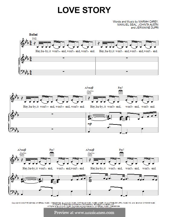 Love Story (Mariah Carey): Para vocais e piano (ou Guitarra) by Jermaine Dupri, Johntá Austin, Manuel Seal