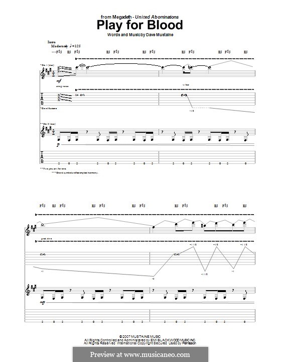 Play for Blood (Megadeth): Para guitarra com guia by Dave Mustaine