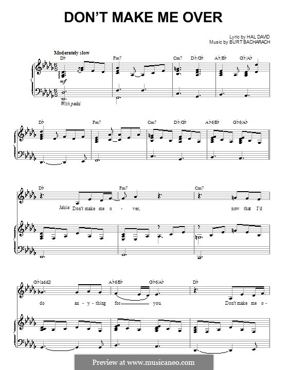 Don't Make Me Over: Para voz e piano ou guitarra (Steve Tyrell) by Burt Bacharach