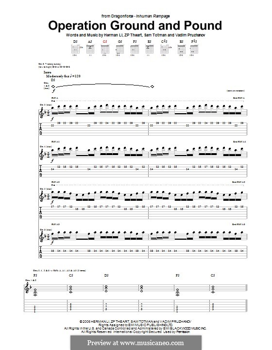 Operation Ground and Pound (DragonForce): Para guitarra com guia by Herman Li, Sam Totman, Vadim Pruzhanov, ZP Theart